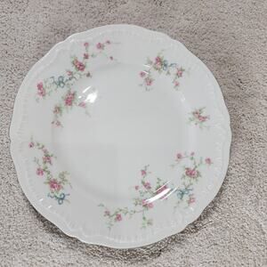 Theodore Haviland New York Juliet 8.5" Salad Plate Pink Roses Blue Bows No Chips